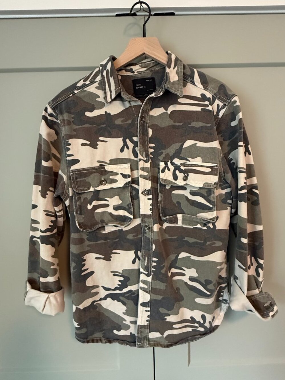 Zara Camo Overshirt M Relaxed Fit Military Shacket Utility Pocket Jacket